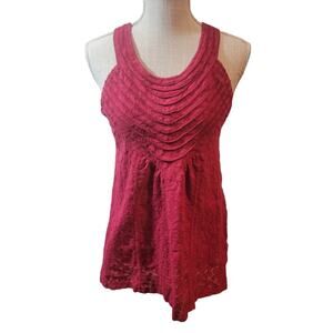 Free People Red Berry Lace Embroidered Sleeveless Halter Top Size Large